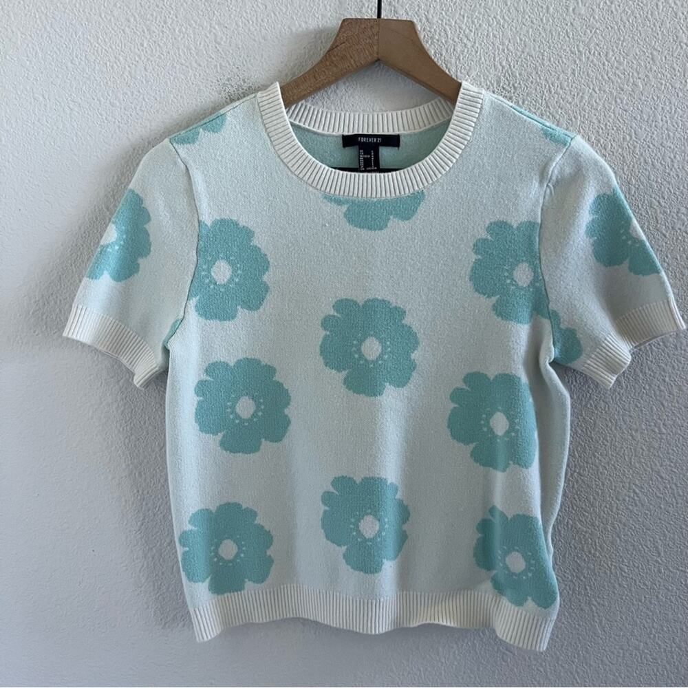 Forever 21 Floral Cartoon Mom Sweater Top Knit Casual Novelty Floral Large